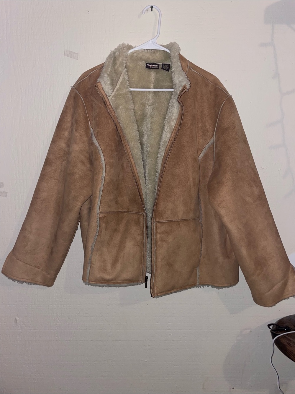 vintage Guide Series tan faux-suede sherpa jacket